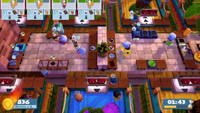 Overcooked 2. Sun’s Out, Buns Out 1-2 | 4 players online coop 4 stars | Score: 1752 смотреть онлайн