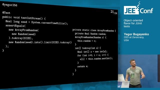 Object oriented flavor for JUnit tests (Yegor Bugayenko, CEO at Zerocracy) смотреть онлайн