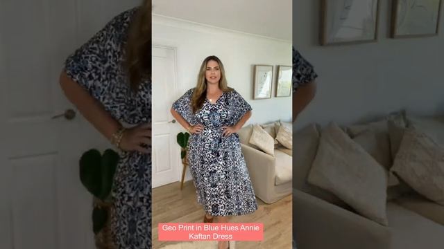 Annie Kaftan Dress Geo Print / Fiona Falkiner