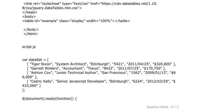 HTML : DataTable is not a function error with DataTables JQuery library
