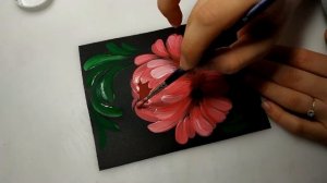 Рисуем цветок в технике двойного мазка
