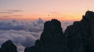 Ай-Петри в облаках. Крым. Аэросъемка. Ai-Petri mountain, Crimea. Aerial view footages.