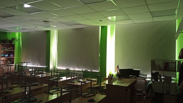 Рулонные шторы blackout в классе.