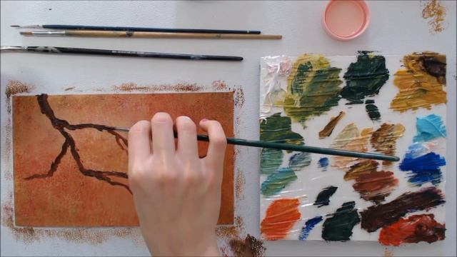 Рисуем ветку сакуры маслом (для начинающих)