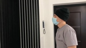 Декор прихожей чёрными рейками из шпона ясеня