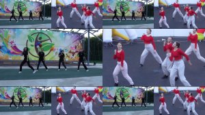 Коллаж из видео. Девушки танцуют танец