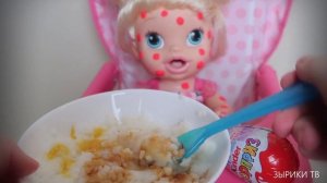 Играем в куклы Беби Элайв/Рисуем на каше съедобными красками, открываем сюрприз/Пупсики Зырики ТВ