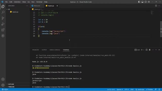 Javascript class #1| CodeCore Academy 20.04.23