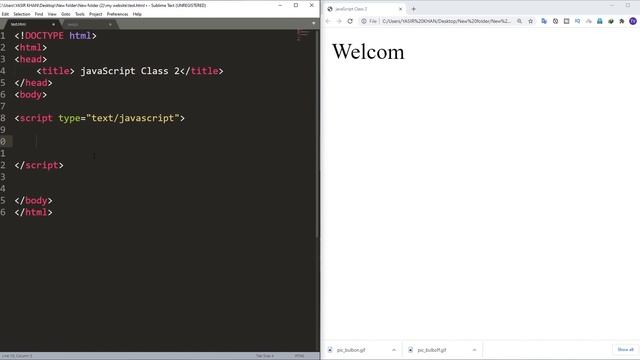 JavaScript implementation in HTML class 2 #javascript (#onlineearningcourse #oec )