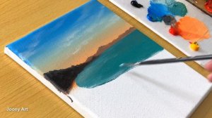 Sunset Winter Seascape Painting / Acrylic Painting / STEP by STEP