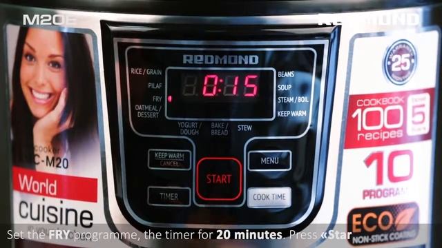 Home style chicken curry in the Multi cooker REDMOND RMC M20E, quick recipe смотреть онлайн