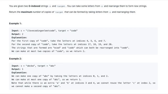 Rearrange Characters to Make Target String - LeetCode 2287 - Java Solution смотреть онлайн