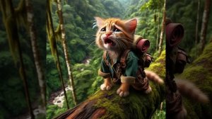 GINGER CAT ? WAS CHASED BY THE WOLF #catmemes #cat #funny #shorts #fyp