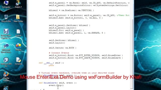 Mouse Enter/Exit Button Demo in wxFormBuilder Using Python смотреть онлайн