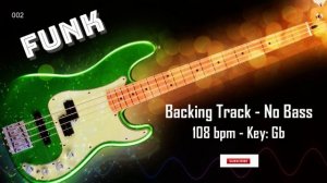 Bass Backing Track - FUNK  (108bpm)