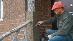 Входная группа фасада  дома.  Арт бетон.