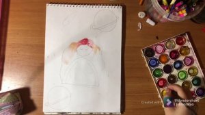 Рисуем космос с девочкой