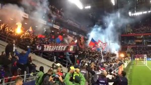 Фанатская трибуна ЦСКА после гола