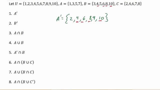 Sets: Union, Intersection, Complement