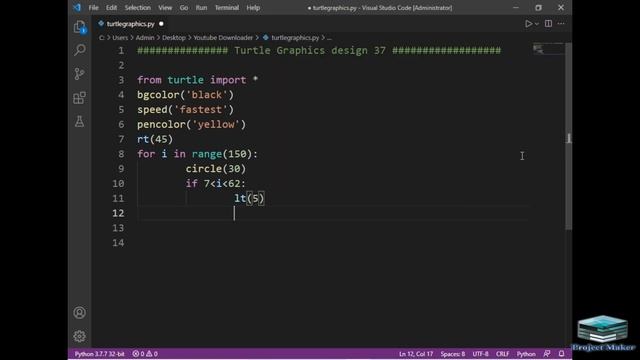 python turtle graphics tutorial || #design37  || Python graphics