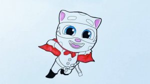 menggambar dan mewarnai My Talking Tom Heroes - New Hero Super ginger | Super kreatif untuk anak