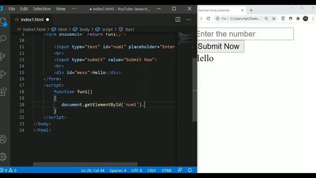 Factorial Program Using Javascript | Javascript and Html Factorial Program