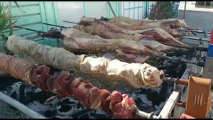 Баранина на электро-вертеле остров Лерос.