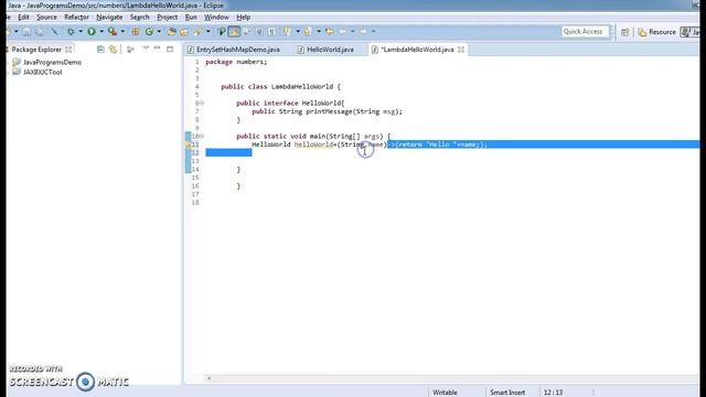 w.a.p to print hello world using lambda expressions in java8?