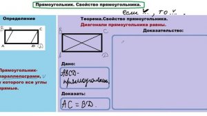 Прямоугольник. Свойство прямоугольника(теорема). 8 класс