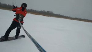 Кайт Сноуборд на Псковском озере.