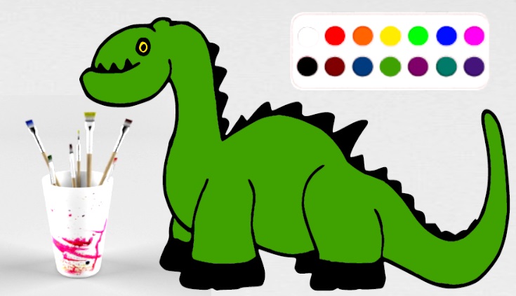 Рисуем и раскрашиваем динозавра.Раскраски для детей смотреть онлайн