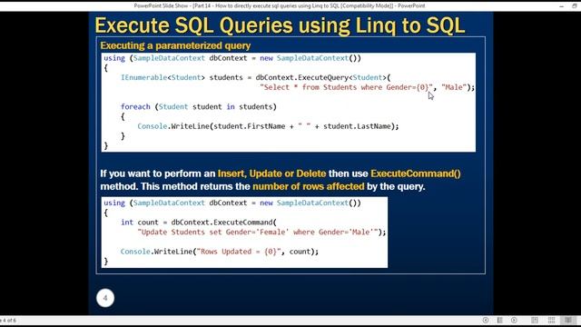 How to directly execute sql queries using Linq to SQL in arabic смотреть онлайн