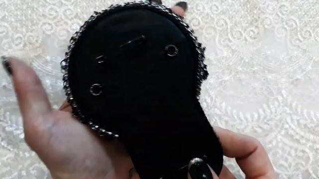 Эполет из бисера и страз "Графитовый".