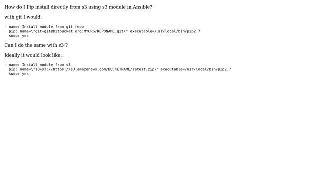 DevOps & SysAdmins: Ansible: Pip install directly from s3 using s3 module смотреть онлайн