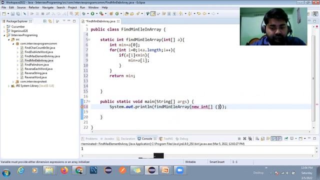 Q) Find minimum (Smallest) element in an Array in Java смотреть онлайн