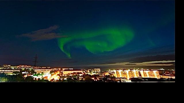 Северное сияние видео Мурманск Ленинский район 5 сентября 2023 с 22:30