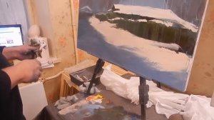 Художник Игорь Сахаров, зимний пейзаж маслом