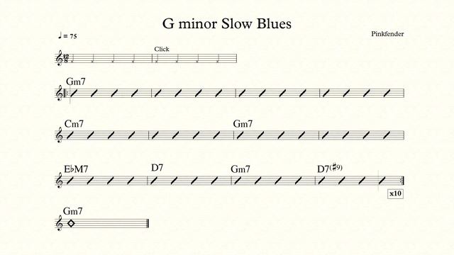 G minor Slow Blues Backing Track For Drum bpm 75 смотреть онлайн