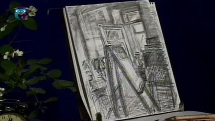 Уроки рисования (# 30) карандашом. Рисуем интерьер - внутреннее пространство художественной студии