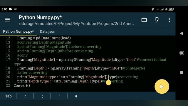 Learn Python : Array Manage with Numpy Library in pydroid3