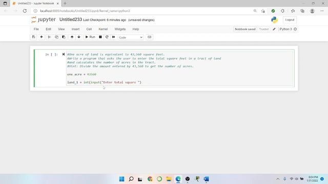 Python Programming Exercises: Land Calculation