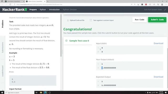 Python HackerRank Solutions: Division