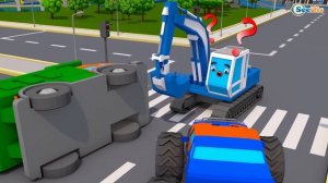 Blue Tractor playing football | Cars Cartoons for children