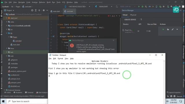 Fixed AVD Pixel API 30 is already running. delete the files /*.lock at C drive. смотреть онлайн