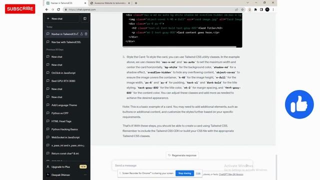 How to create website using for chatGPT with tailwindcss? | Learn ChatGpt (open AI)
