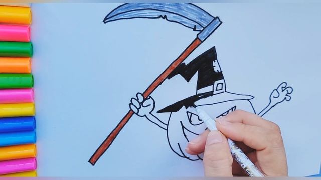 Рисуем тыкву на Хэллоуин. Как нарисовать тыкву. Раскраски для детей. смотреть онлайн