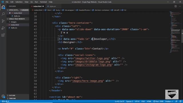 Design A Single Page Static Website (AOS Library for Animation) смотреть онлайн