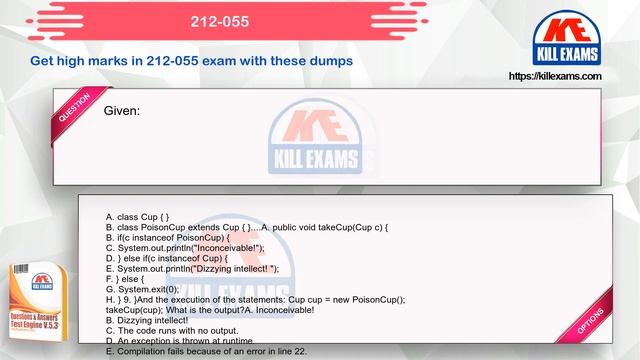 212-055 - Sun Certified Programmer for the Java 2 Platform.SE 5.0 2020 Updated dumps смотреть онлайн