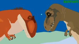 Giganotosaurus vs Tyrannosaurus rex Stick Fight /Animation