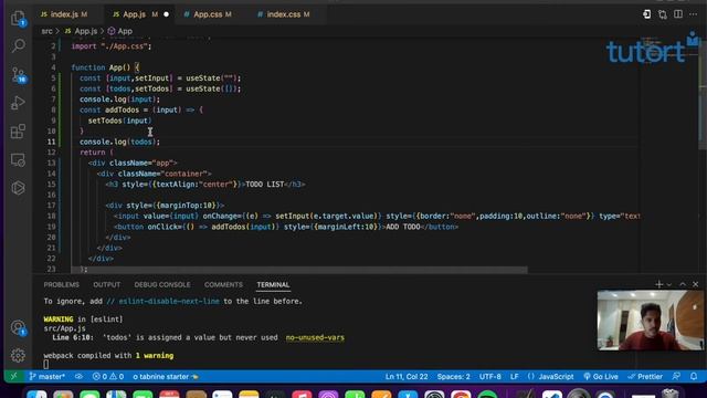 To-do list in React JS (Mini Project) | React JS Tutorial for Beginners | Tutort Academy